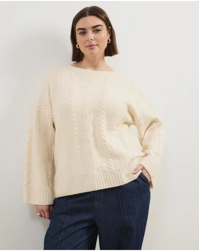 Atmos&Here Curvy - Drew Oversized Textured Cable Knit Jumper
