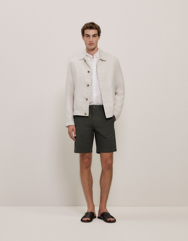 Trenery - Regular Fit Linen Classic Long Sleeve Shirt in White
