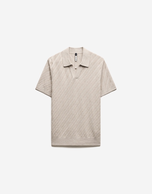 Calibre - Linen Blend Open Neck Polo Sand