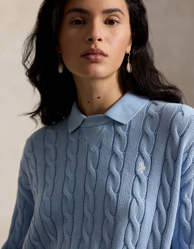 Polo Ralph Lauren - Cable-Knit Cotton Polo-Collar Sweater