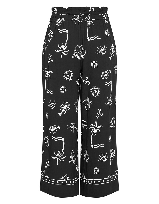 City Chic - Plus size Resort Border Print Pant - black