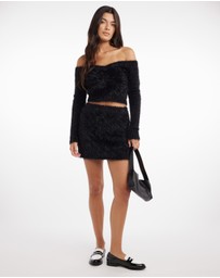 Dazie - Love Birds Mini Fluffy Knit Skirt