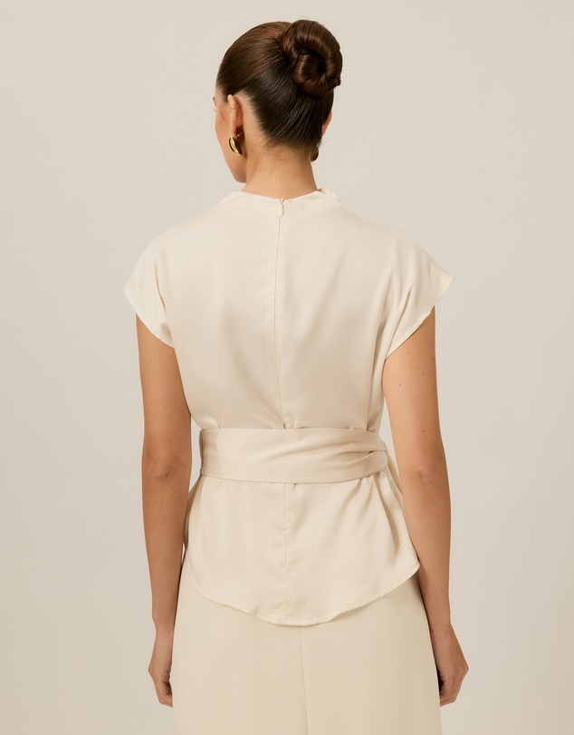 Tussah - Violet Drape Tie Detail Satin Top