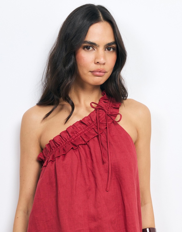 AERE - Suki One Shoulder Gathered Maxi Dress