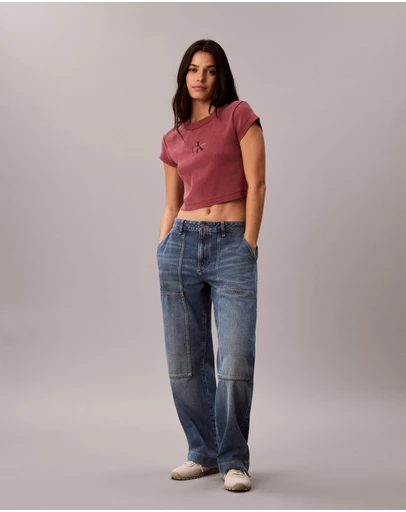 Calvin Klein Jeans - Monologo Rib Acid Wash Baby Tee