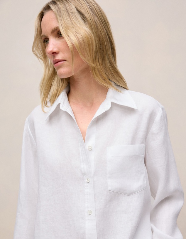 Trenery - Linen Relaxed Pocket Shirt in White