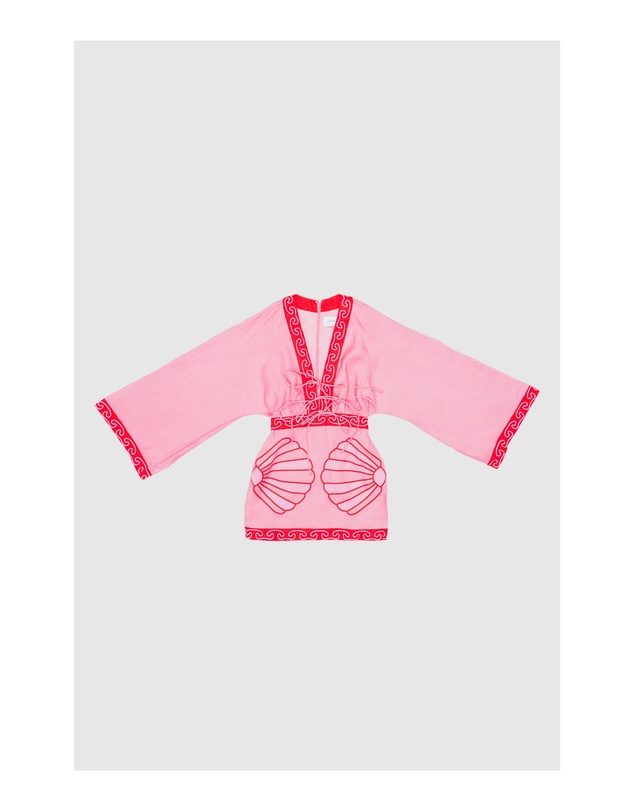 The Wolf Gang - Concha Long Sleeve Mini Dress - Candy Shell