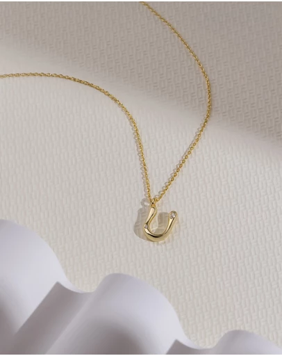 Wanderlust + Co - Alphabet Bubble Pendant Necklace - Letter U