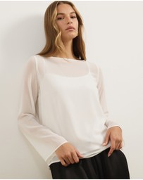 Atmos&Here - Leah Chiffon Boat Neck Long Sleeve Top