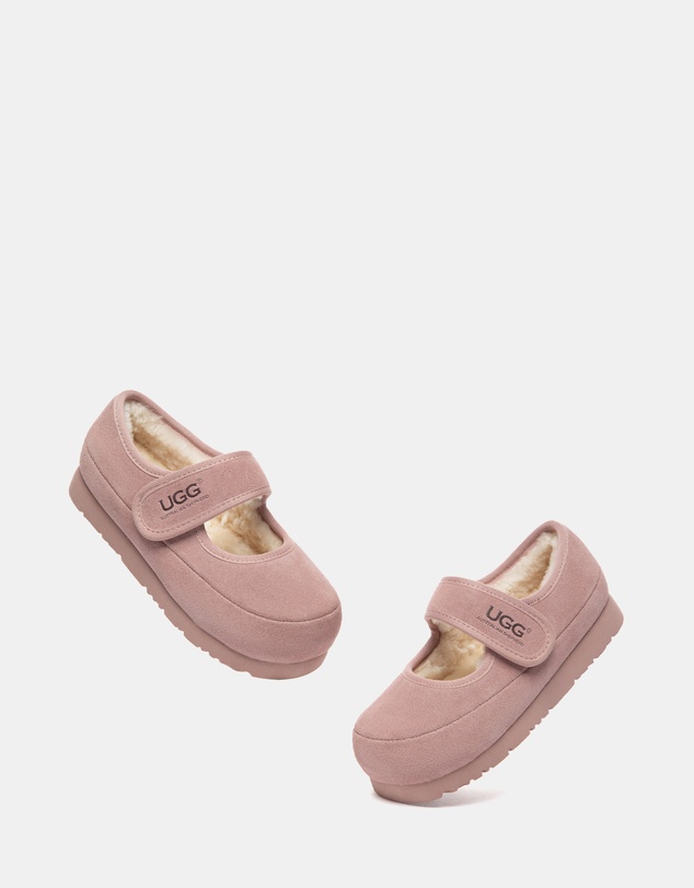 EVERAU - Australian Shepherd Ugg Millie Kids Cow Suede Upper Loafer Oxfords Flats