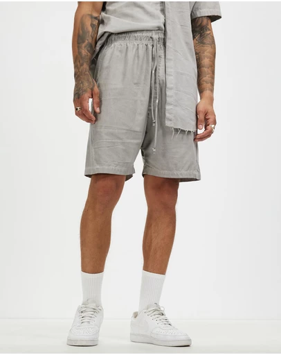Surrounded By Ghosts - The Obsidian Linen Drawstring Shorts