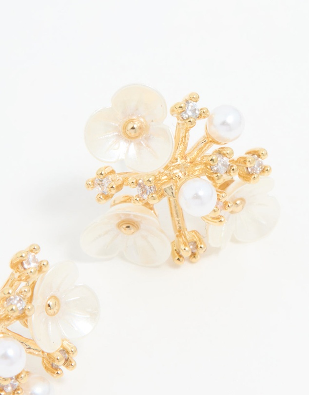 Lovisa - Gold Plated Acrylic Flower Cluster Earrings
