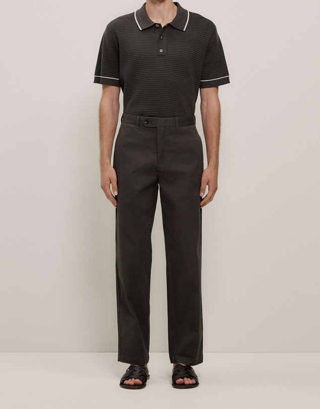 Trenery - Cotton Twill Tailored Pant in Dark Olive