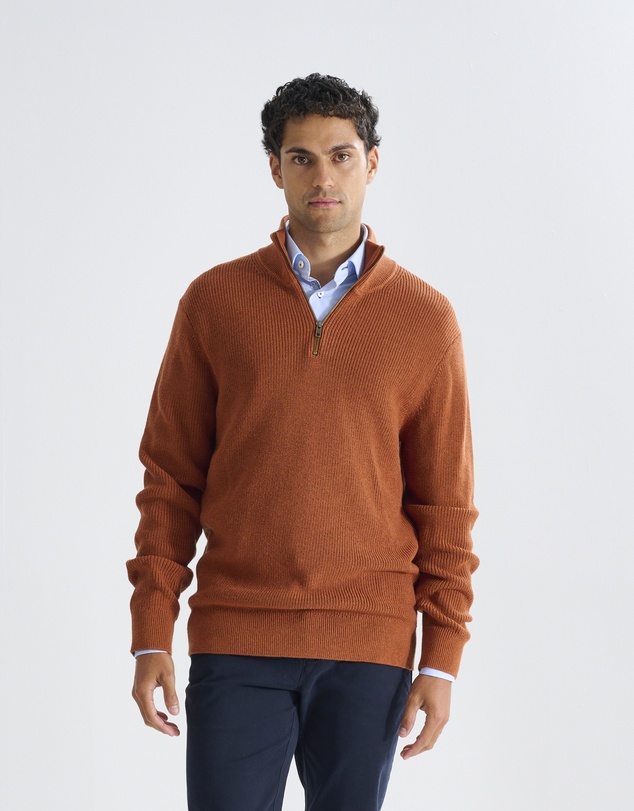 3 Wise Men - 3 Wise Men Frost Zip Neck Wool Blend Knit - Deep Navy