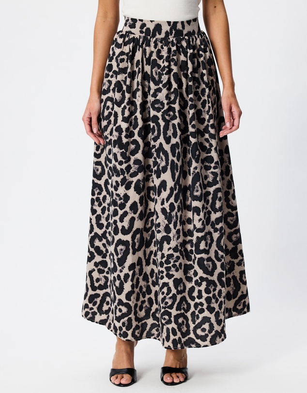 Tussah - Alice A-Line Leopard Print Maxi Skirt