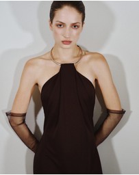 M.N.G - Fine-Knit Dress With Choker Collar