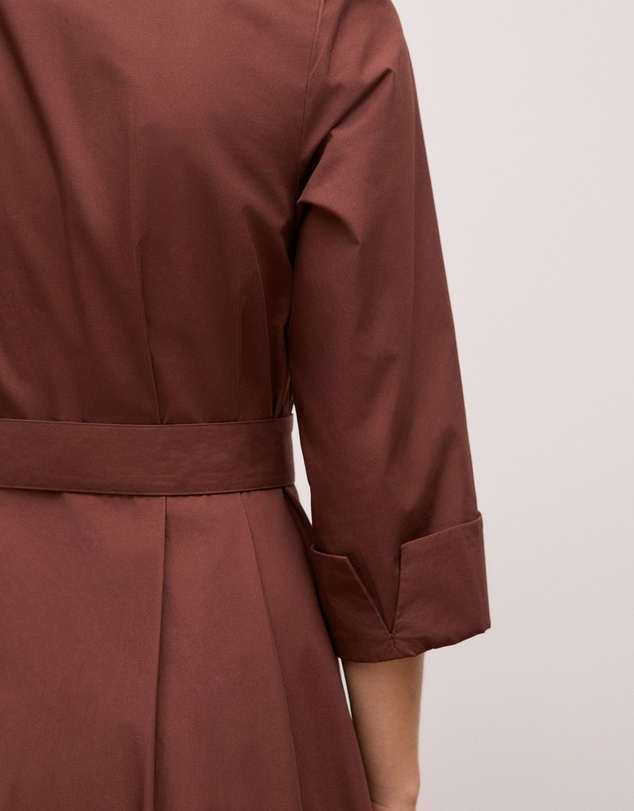 Trenery - Cotton Poplin Cuff Detail Shirt Dress in Espresso