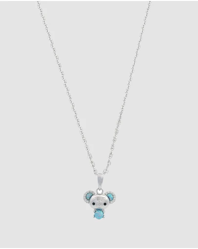 Georgini - Georgini Opal Glow Blue Created Opal Koala Silver Pendant