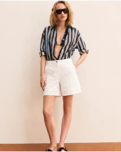 Emme | Max Mara Group - White Broderie Anglaise Cotton Shorts