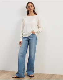 Atmos&Here - Riva Off Shoulder Fine Knit Top With Long Batwing Sleeve