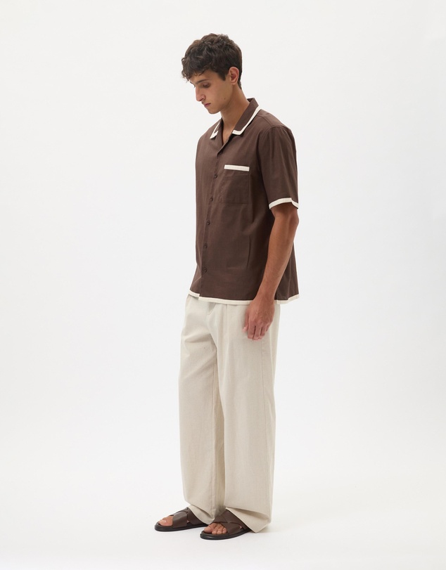 AERE - Linen Blend Contrast Shirt