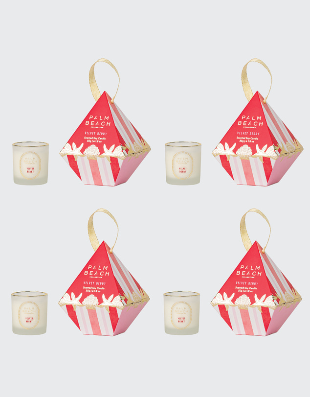 Palm Beach Collection - 4 Pack Hanging Bauble Mini Candle 50g Velvet Berry
