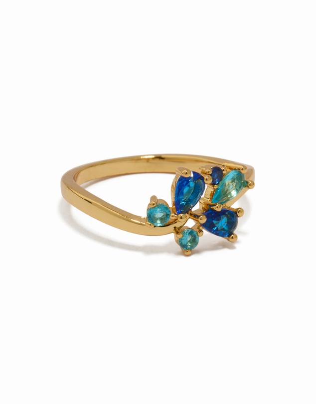 Lovisa - Gold Plated Blue Cubic Zirconia Cluster Ring