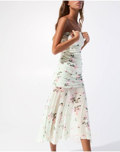 knee length dresses for ladies Daria Beige Floral Dress S