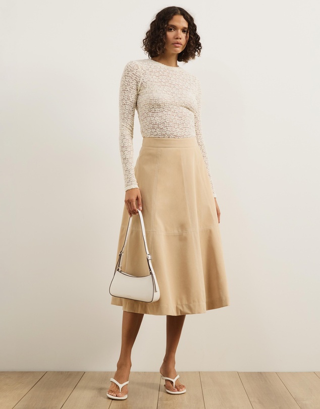 Atmos&Here - Frances Suede Flare Midi Skirt