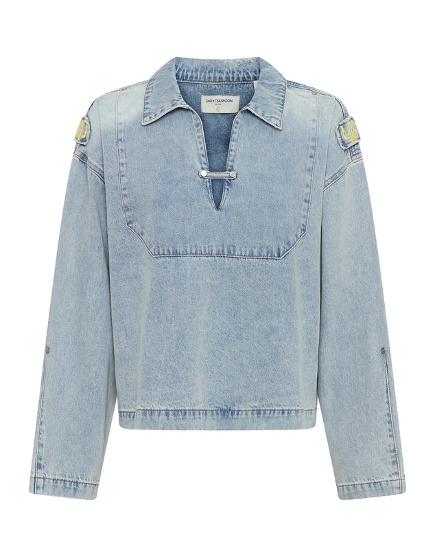 ONE TEASPOON - Retro Pullover Denim Shirt - Soft Blue