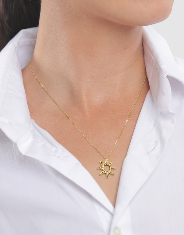 Elli Jewelry - Sunburst Pendant Necklace in Gold-Plated 925 Sterling Silver