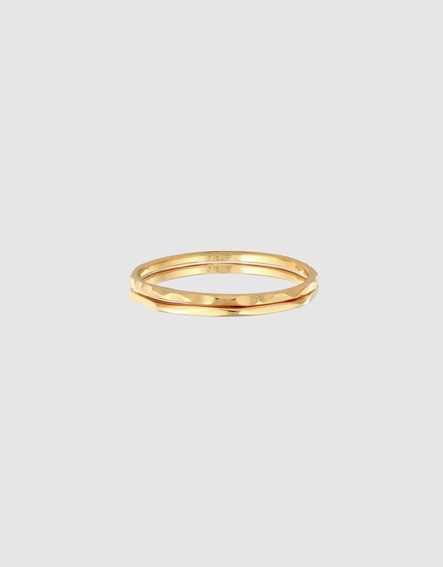 Elli Jewelry - Ring Stacking Set Modern Structured Trend in 375 Yellow Gold