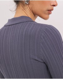 Calli - Mara Zip Knit Top With Collar