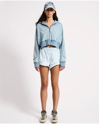 ONE TEASPOON - Cropped Fleece Zip Hoody - Washed Blue