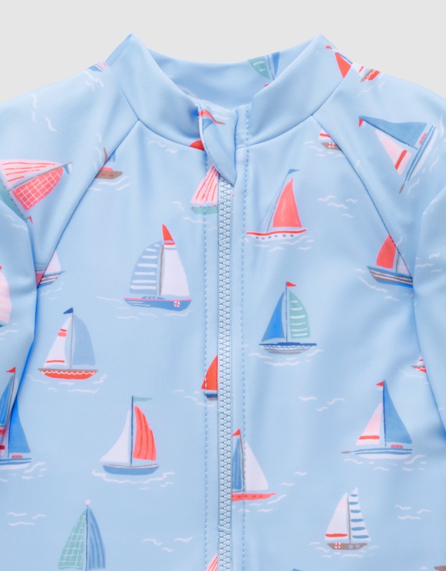 Purebaby - Printed Long Sleeve Rashie Sunsuit- Kids-Babies