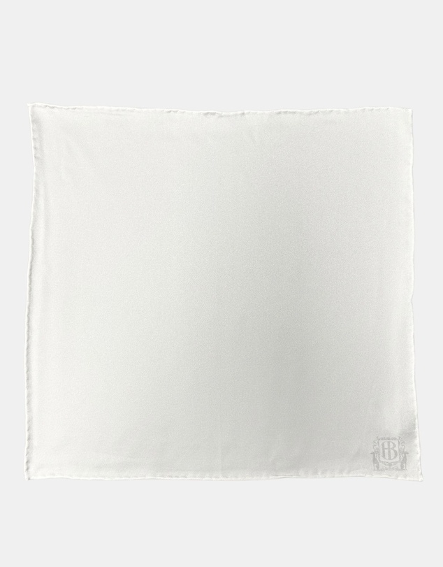 Henry Bucks - HENRY BUCKS Plain Crest Pocket Square WHITE