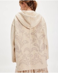 THE TALES - Textured Flower Embroidered Hooded Jacket