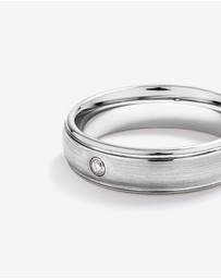 Michael Hill - 6mm Polished and Brushed Diamond Wedding Band in Tungsten