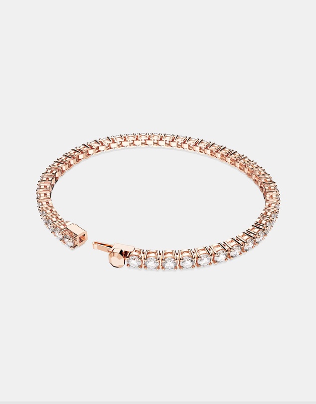 Swarovski - Matrix Tennis bracelet, Round cut, White, Rose gold-tone plated
