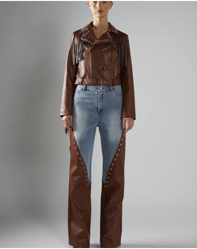 Glamorous - PU Fringe Jacket