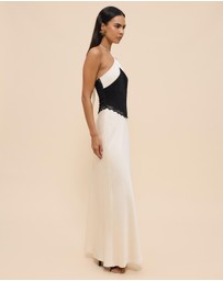CHANCERY - Georgie Halter Neck Lace Panelled Maxi Dress