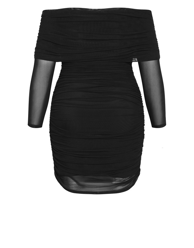 City Chic - Halle Mesh Tie Ruched Dress