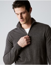 Trenery - Merino Half Zip Knit in Charcoal