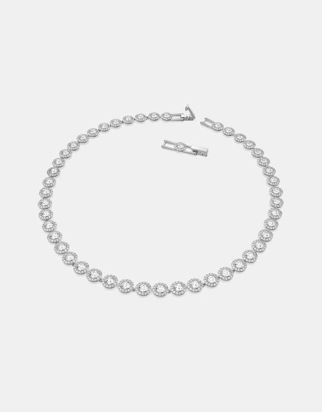 Swarovski - Una Angelic Tennis necklace, Round cut, White, Rhodium plated