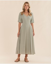 Amelius - Auguste Puff Sleeve Midi Dress