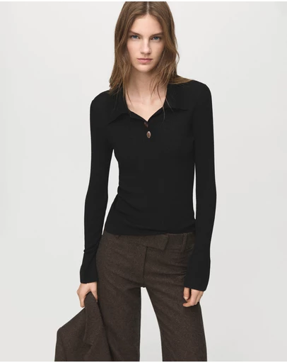 M.N.G - Knitted Polo-Neck Sweater
