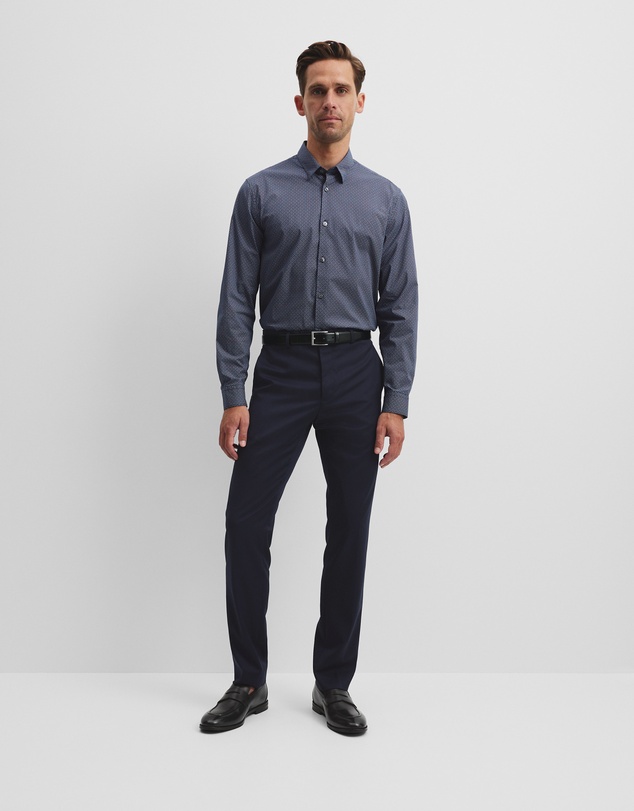 Country Road - Long Sleeve Slim Fit Cotton Stretch Print Shirt
