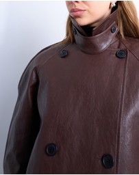 TOPSHOP - Faux Leather Ovoid Sleeve Short Trench Jacket
