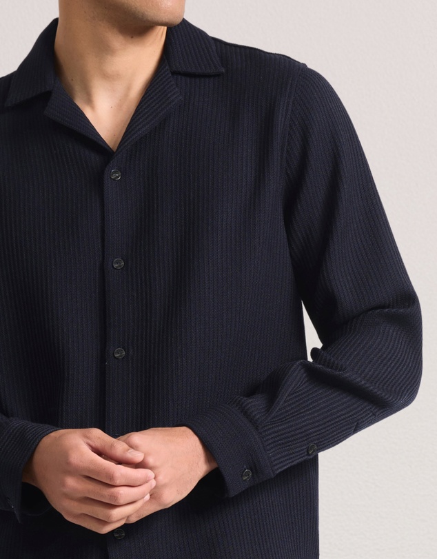 Frescobol Carioca - Safra Wool Knitted Camp Collar LS Shirt