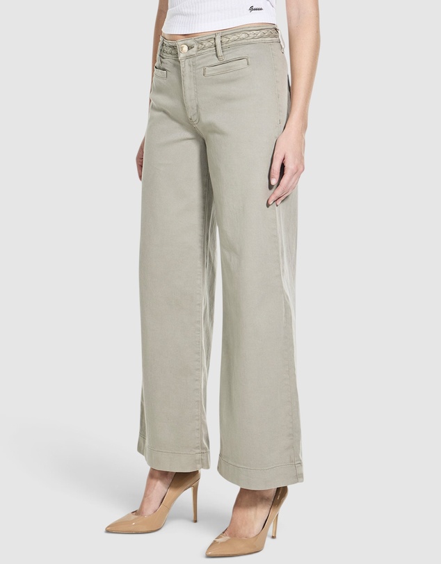 GUESS - Mid-Rise Zoya Crop Wide-Leg Braided Pants